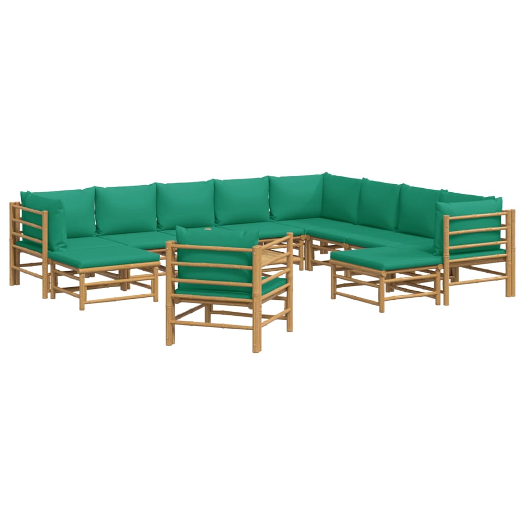 12-delige Loungeset met kussens bamboe groen