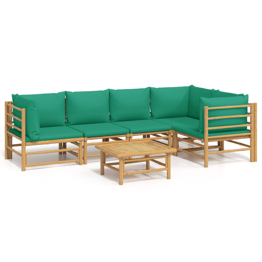 6-delige Loungeset met kussens bamboe groen