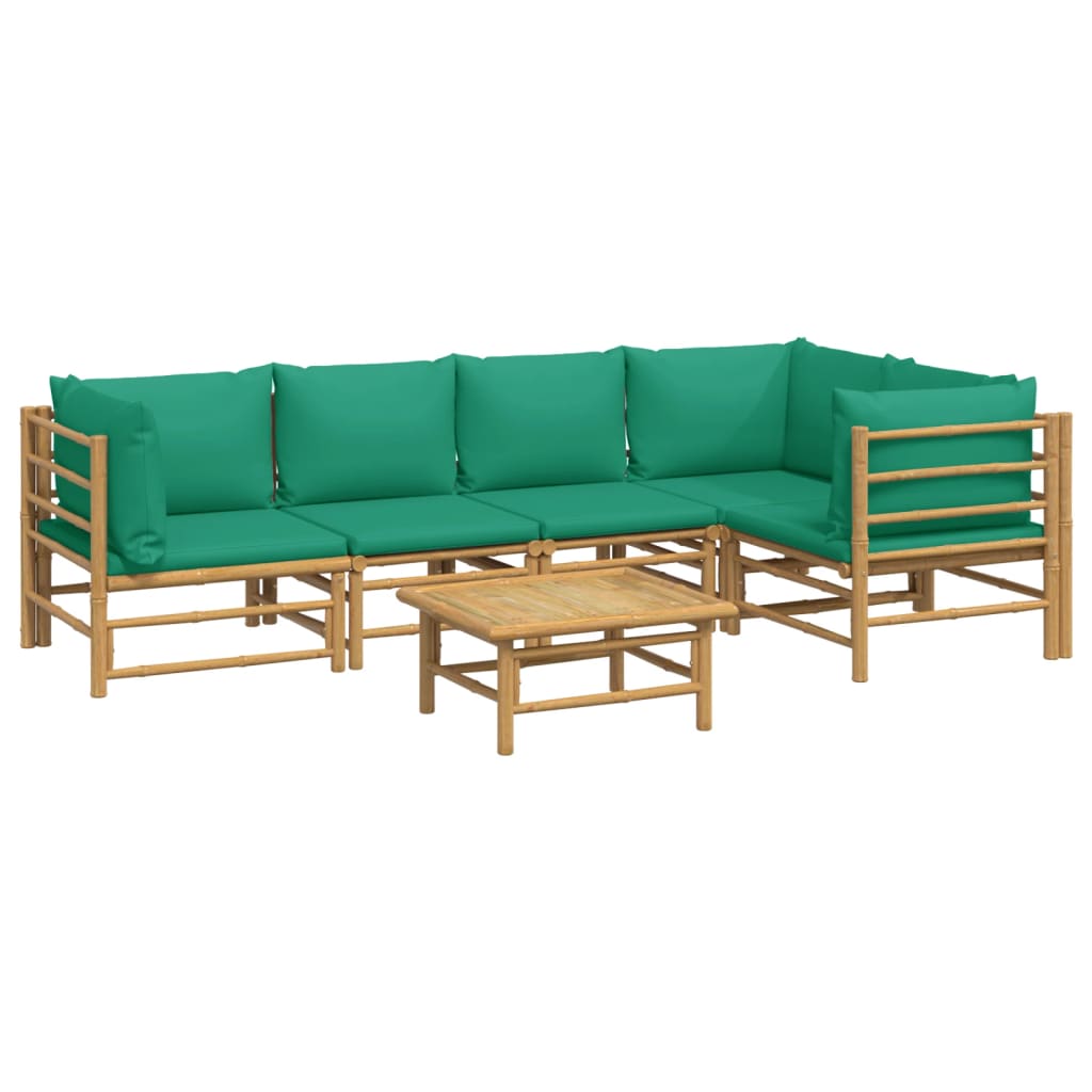 6-delige Loungeset met kussens bamboe groen