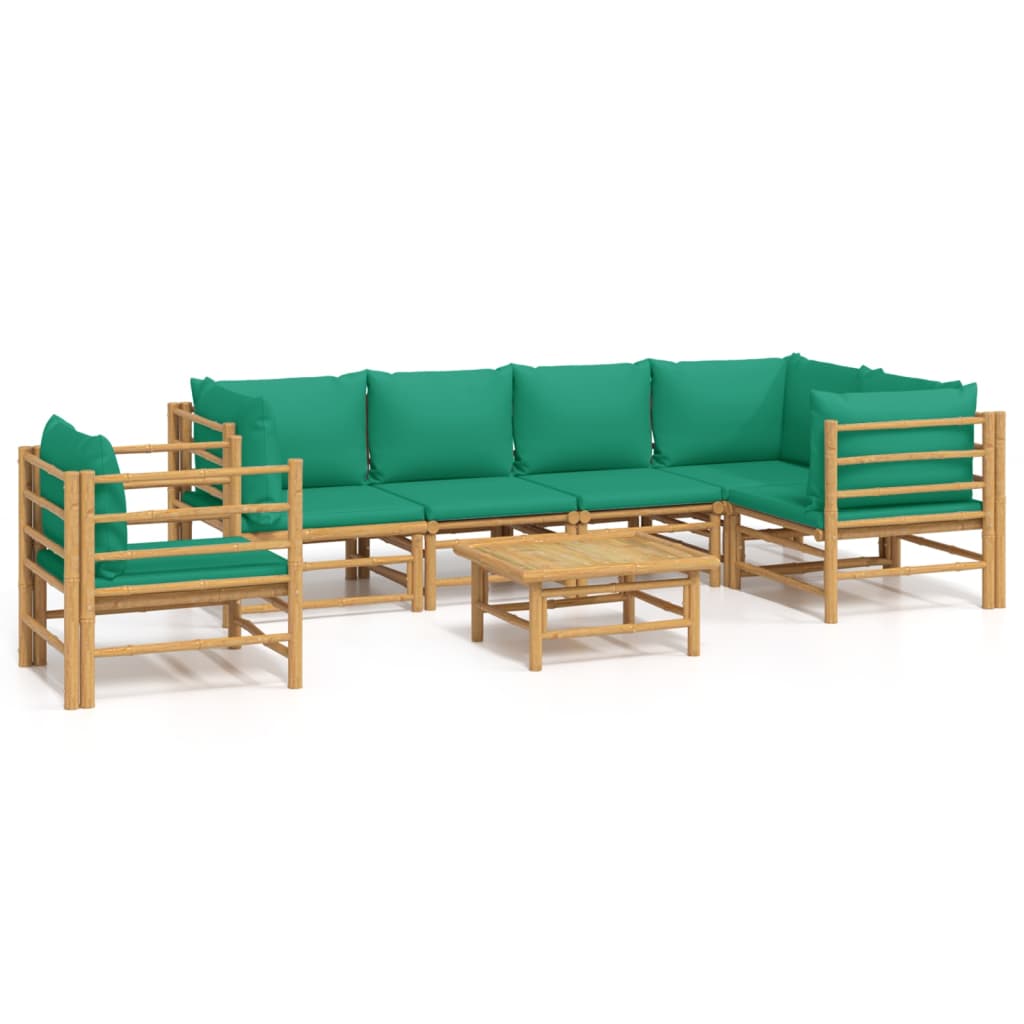7-delige Loungeset met kussens bamboe groen
