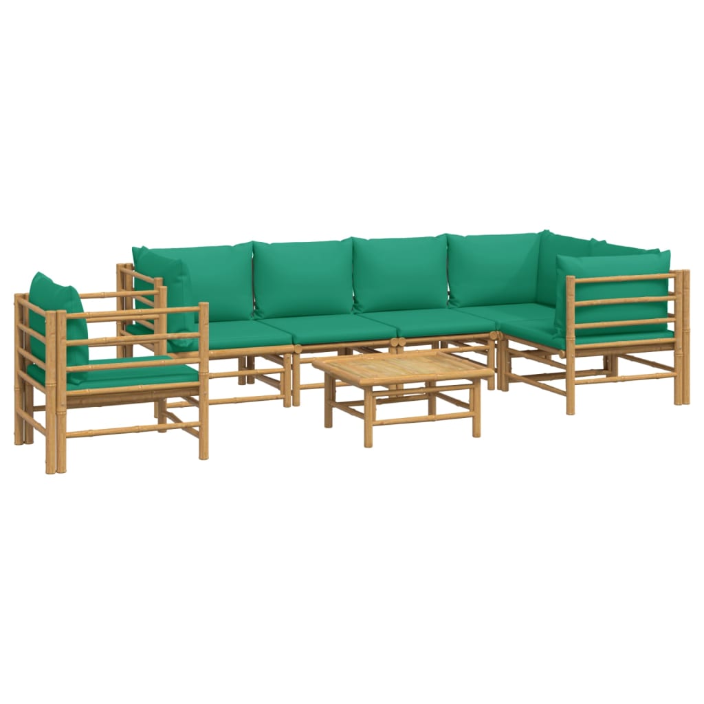 7-delige Loungeset met kussens bamboe groen
