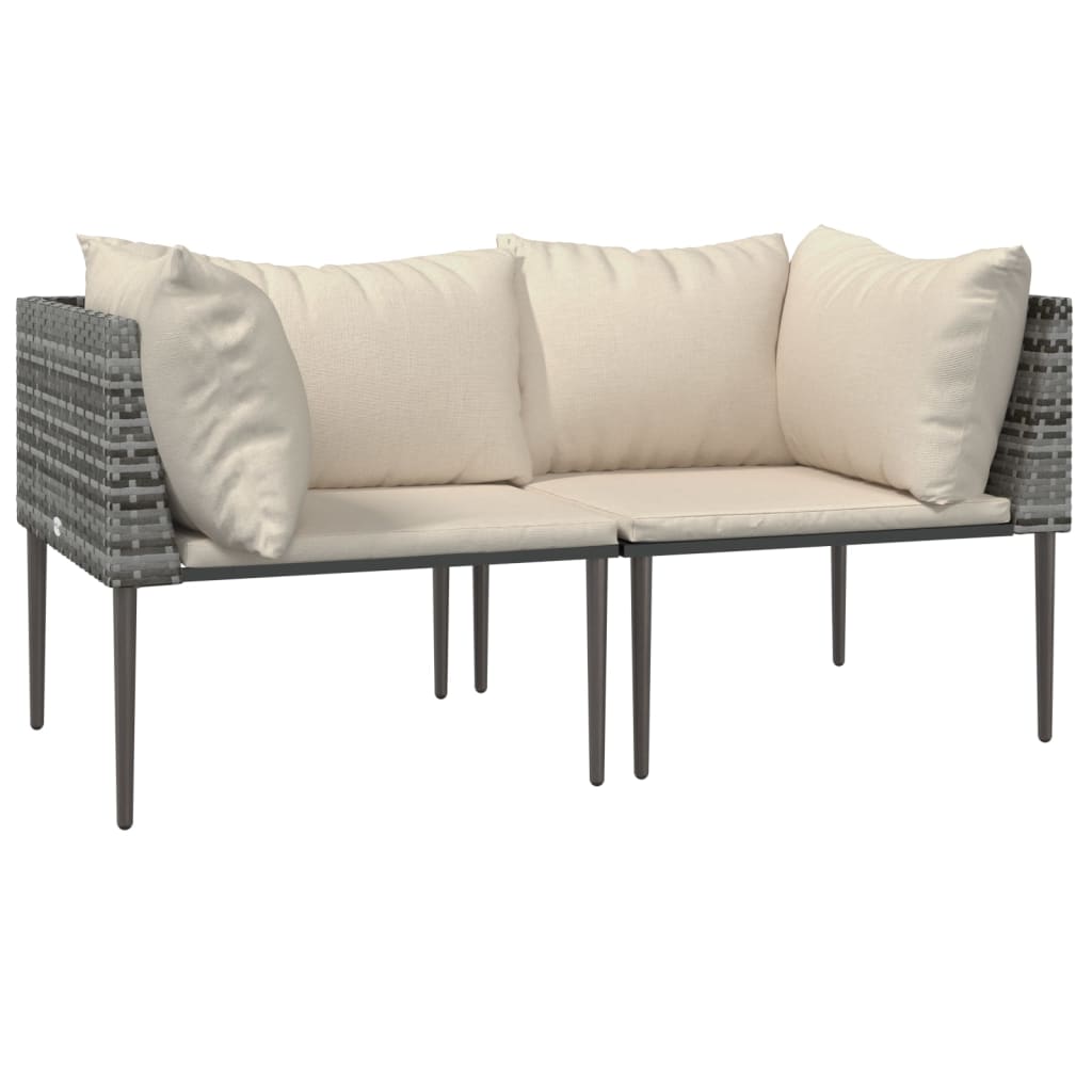 Tuinhoekbanken met kussens 2 st poly rattan grijs