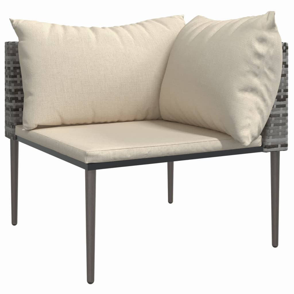 Tuinhoekbanken met kussens 2 st poly rattan grijs