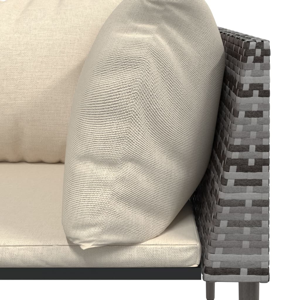 Tuinhoekbanken met kussens 2 st poly rattan grijs