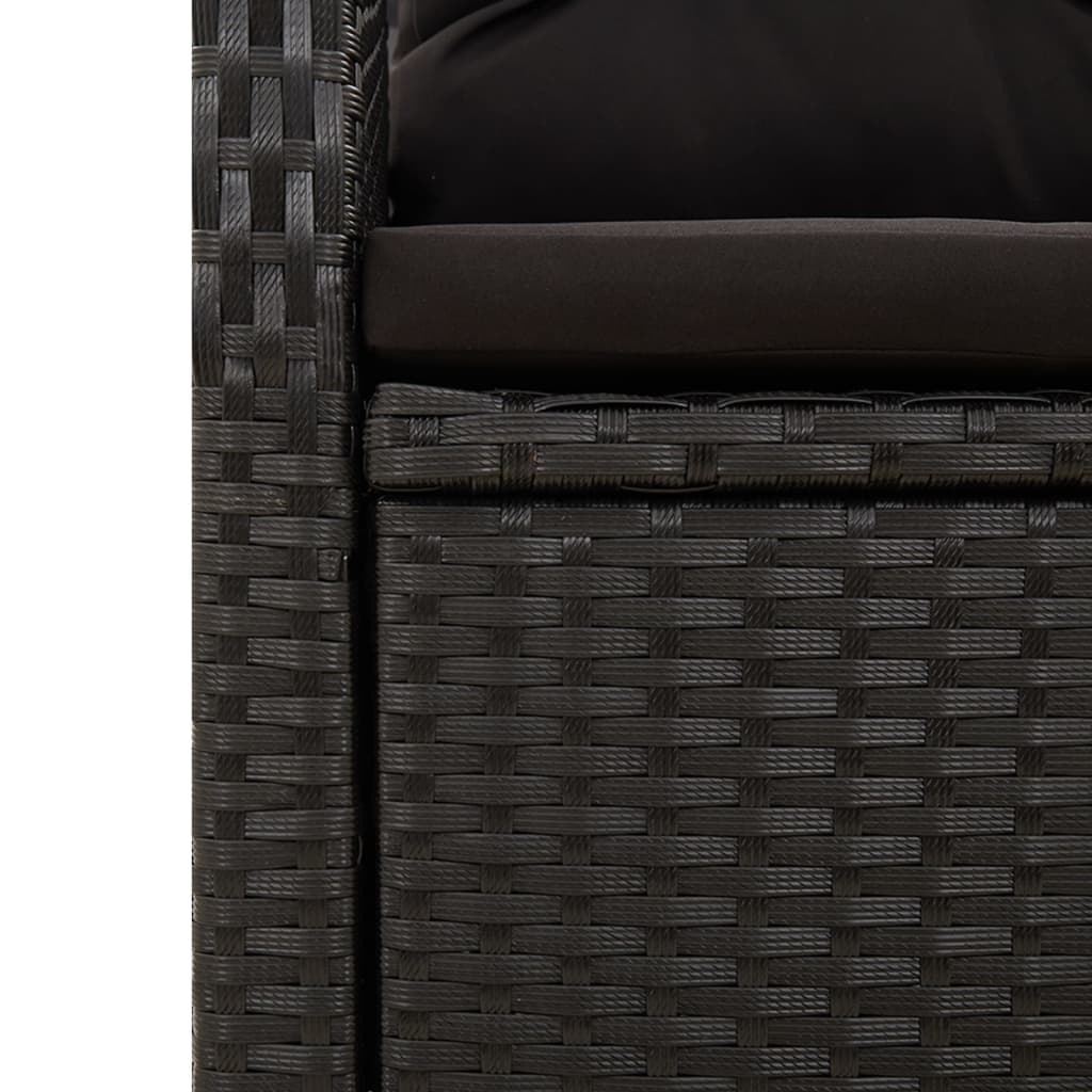 7-delige Tuinset met kussens poly rattan zwart