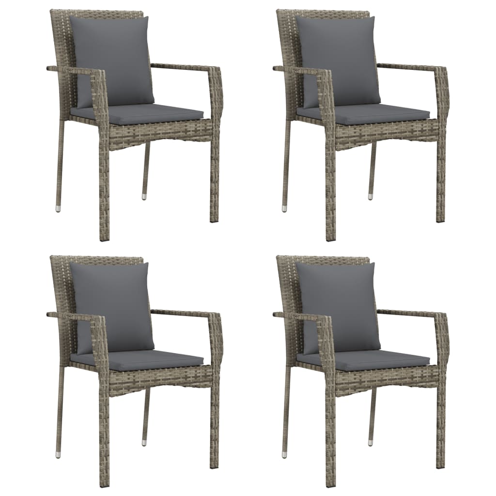 5-delige Tuinset met kussens poly rattan grijs