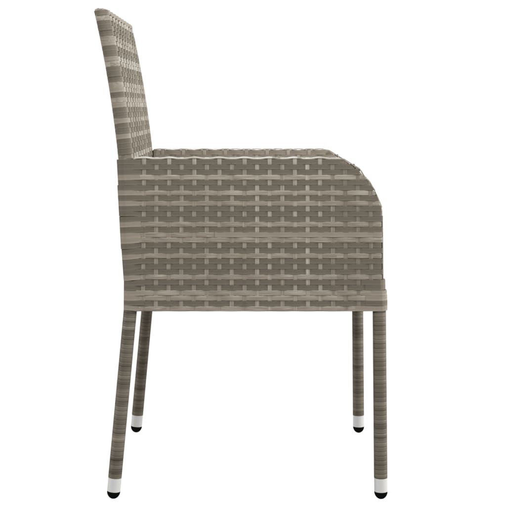 3-delige Tuinset met kussens poly rattan grijs