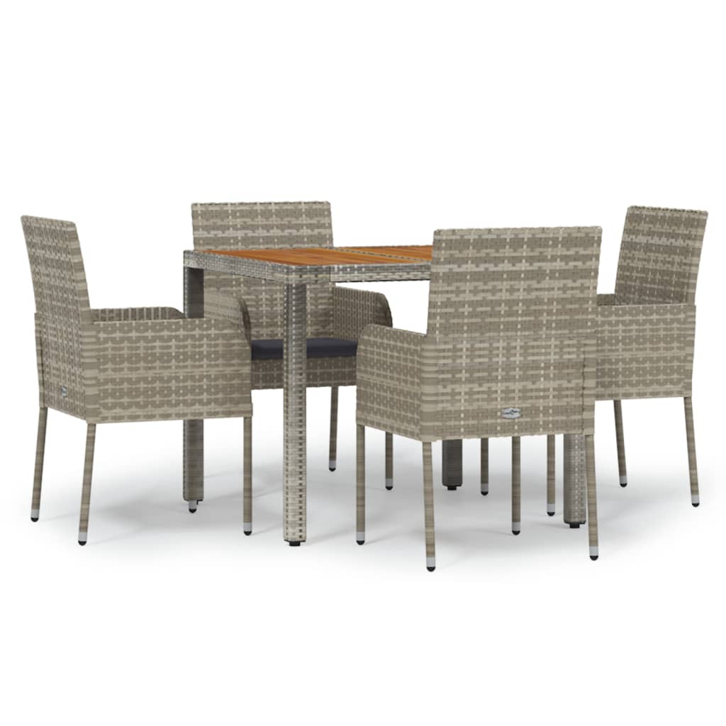 5-delige Tuinset met kussens poly rattan grijs