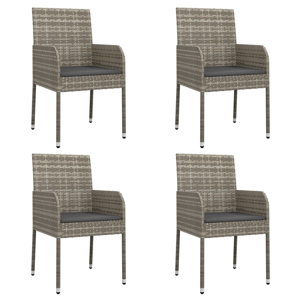 5-delige Tuinset met kussens poly rattan grijs