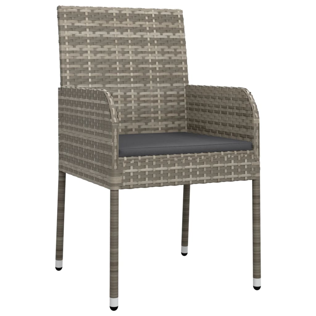 5-delige Tuinset met kussens poly rattan grijs