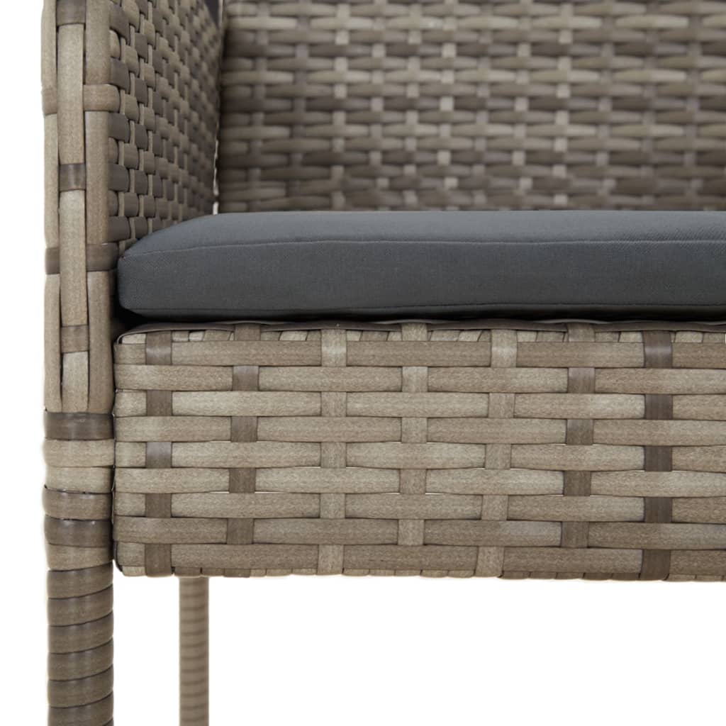 5-delige Tuinset met kussens poly rattan grijs