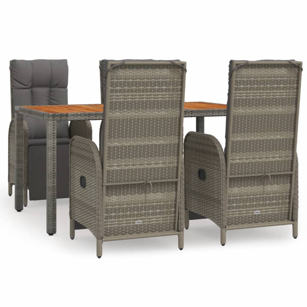 5-delige Tuinset met kussens poly rattan grijs