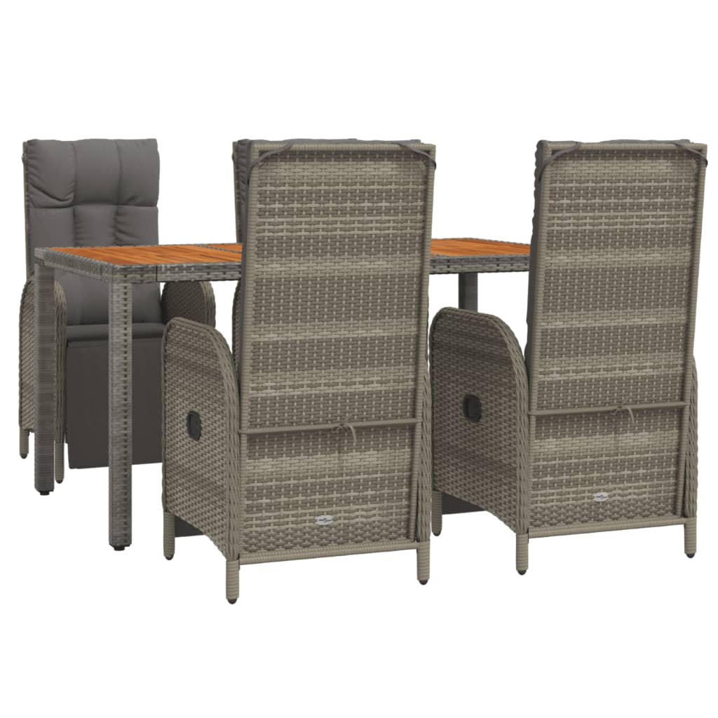 5-delige Tuinset met kussens poly rattan grijs