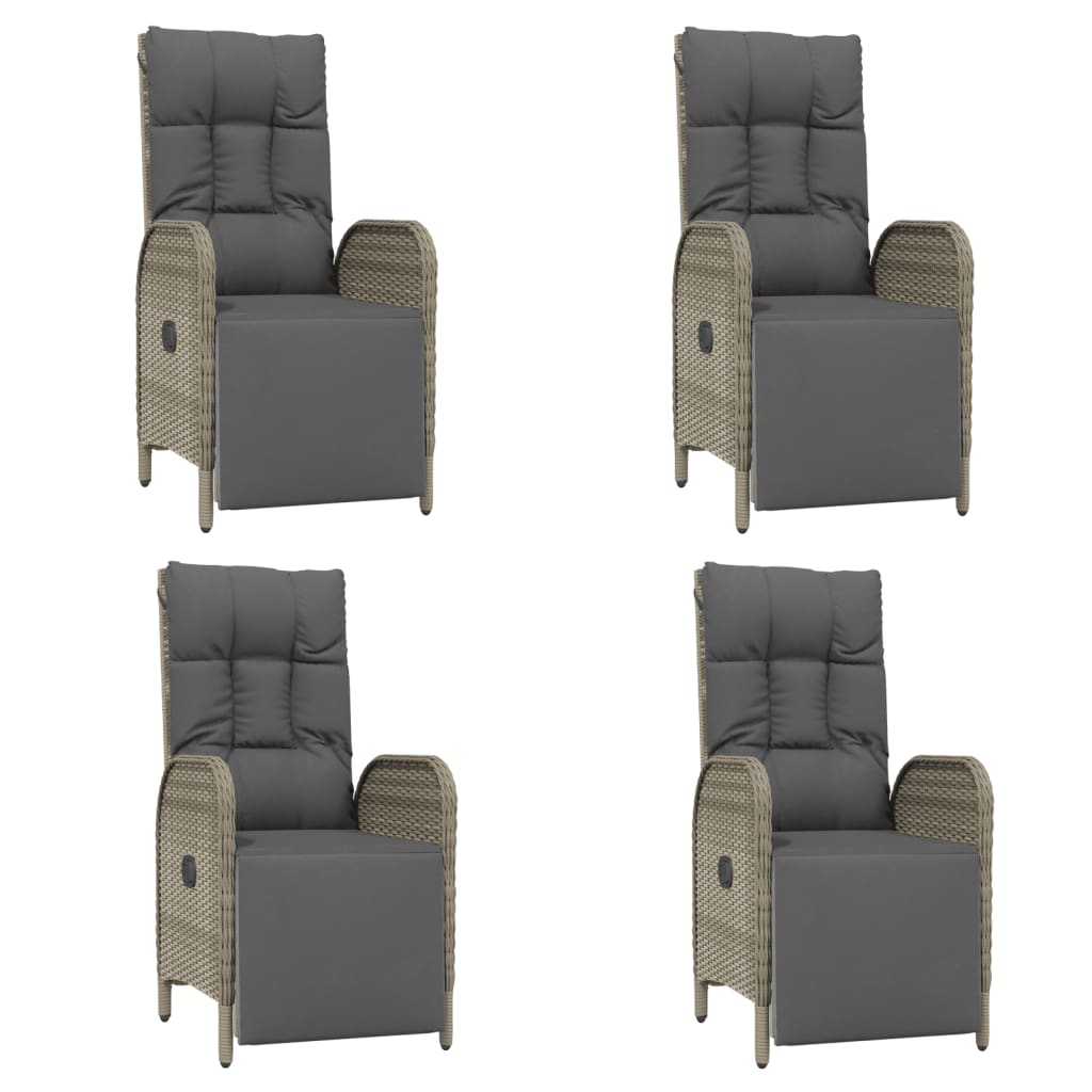 5-delige Tuinset met kussens poly rattan grijs
