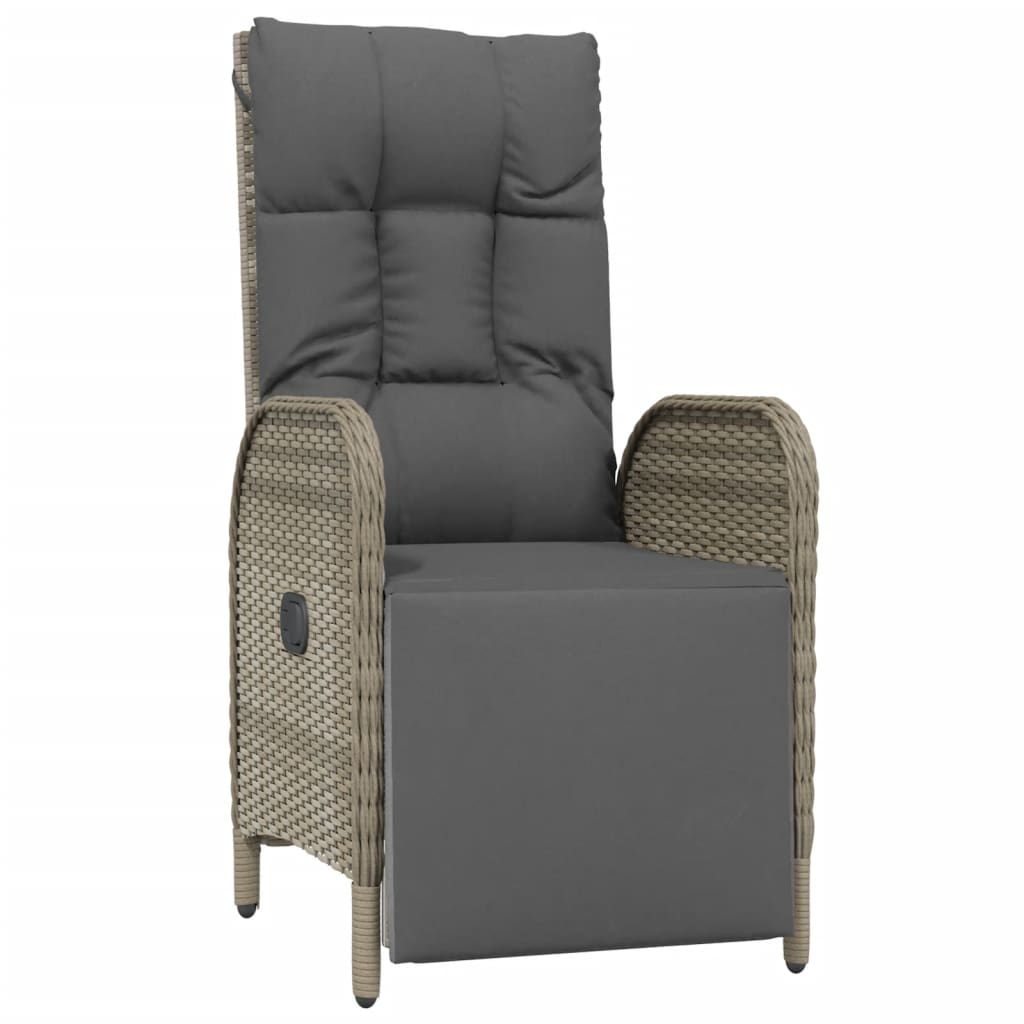 5-delige Tuinset met kussens poly rattan grijs