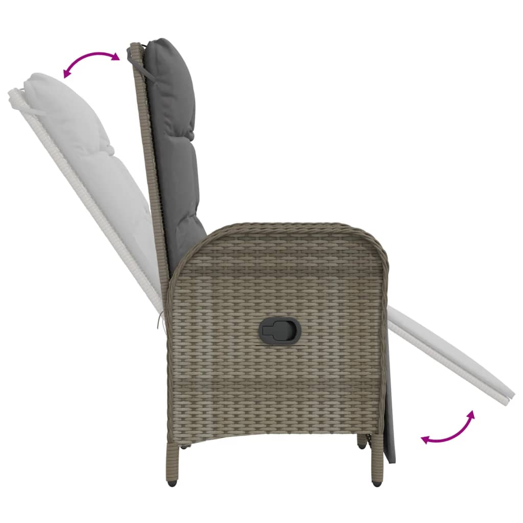 5-delige Tuinset met kussens poly rattan grijs