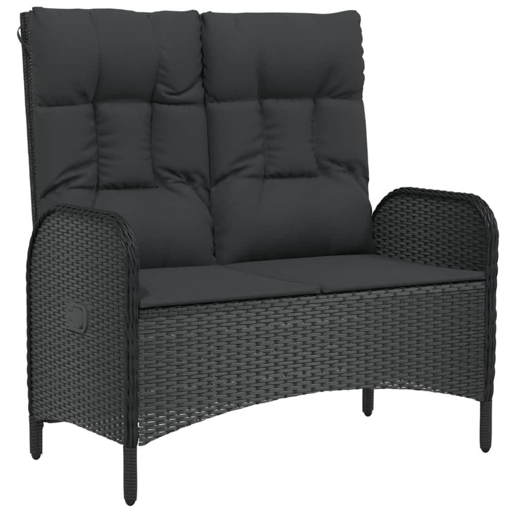5-delige Tuinset met kussens poly rattan zwart
