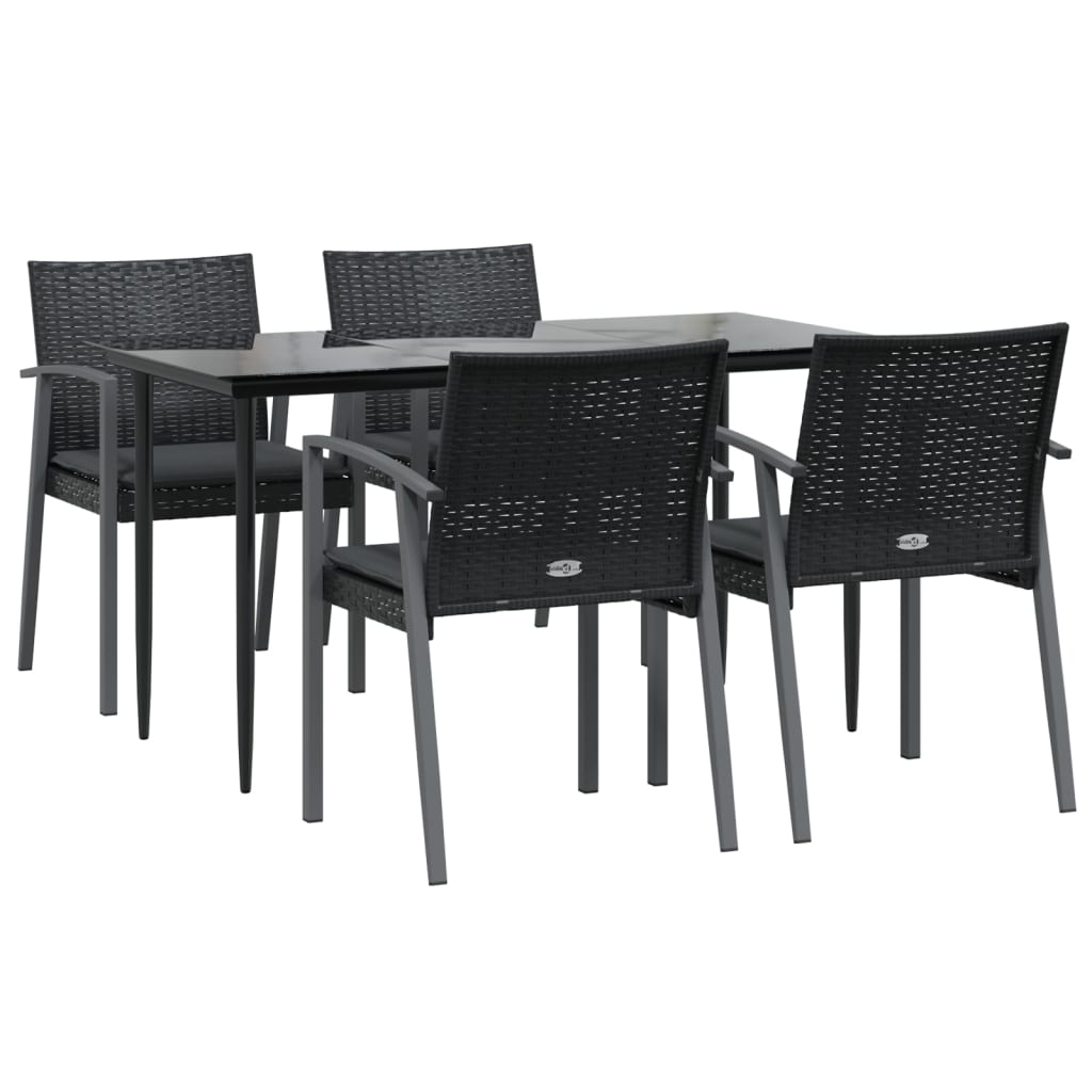 5-delige Tuinset met kussens poly rattan en staal