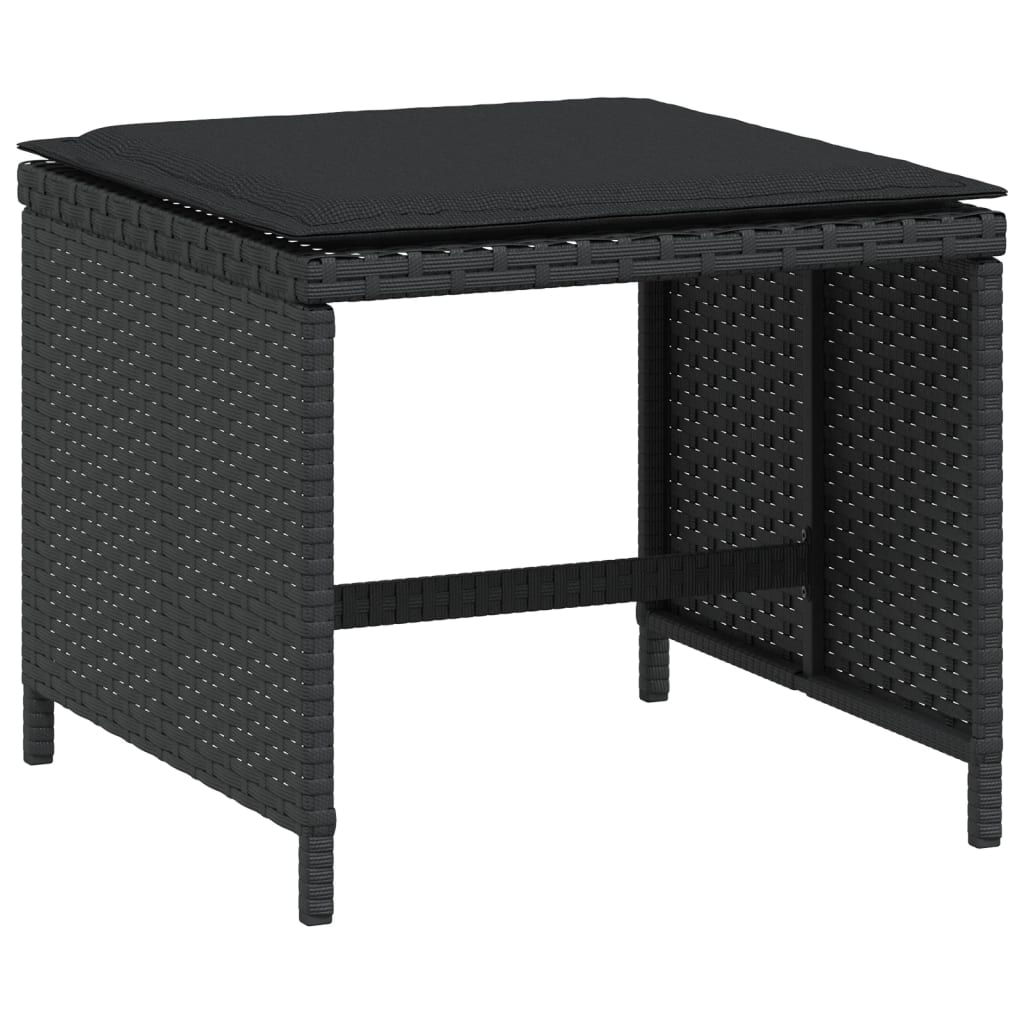 Tuinkrukken 4 st met kussens 41x41x36 cm poly rattan zwart