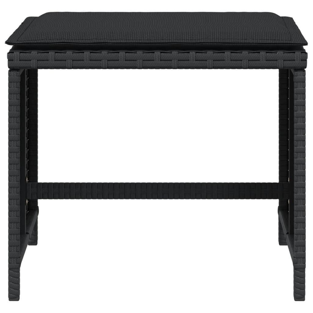 Tuinkrukken 4 st met kussens 41x41x36 cm poly rattan zwart