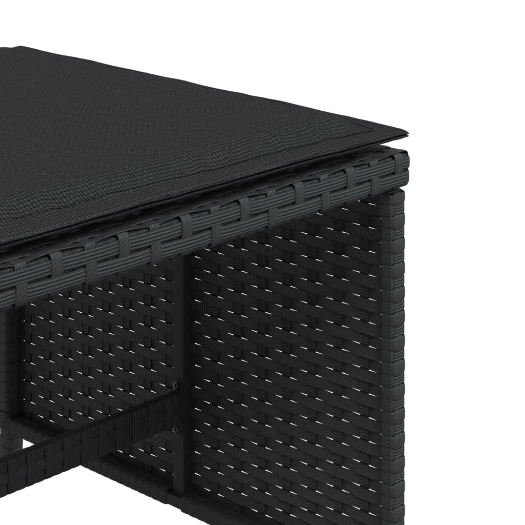 Tuinkrukken 4 st met kussens 41x41x36 cm poly rattan zwart