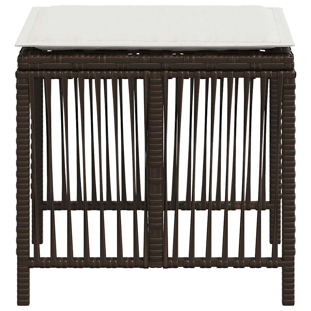 Tuinkrukken 4 st met kussens 41x41x36 cm poly rattan bruin