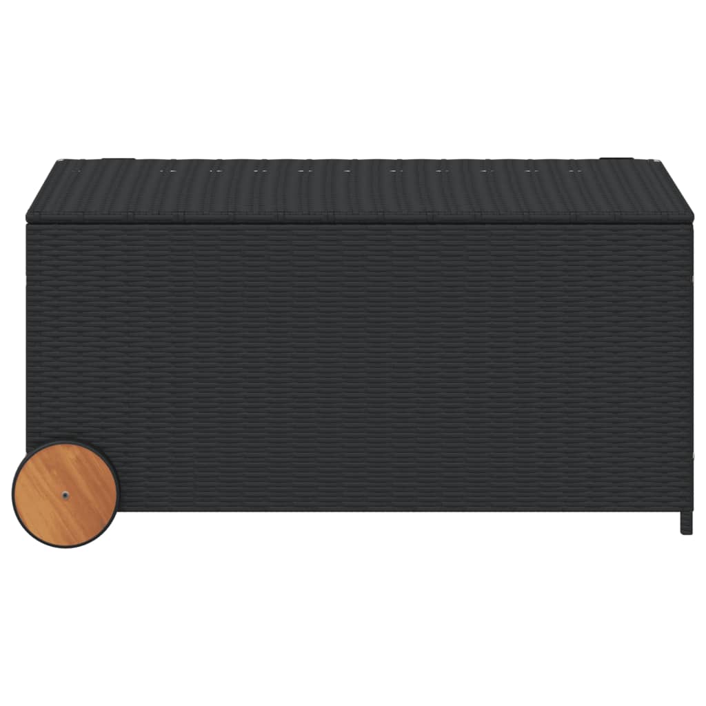 Tuinbox met wielen 190 L poly rattan zwart