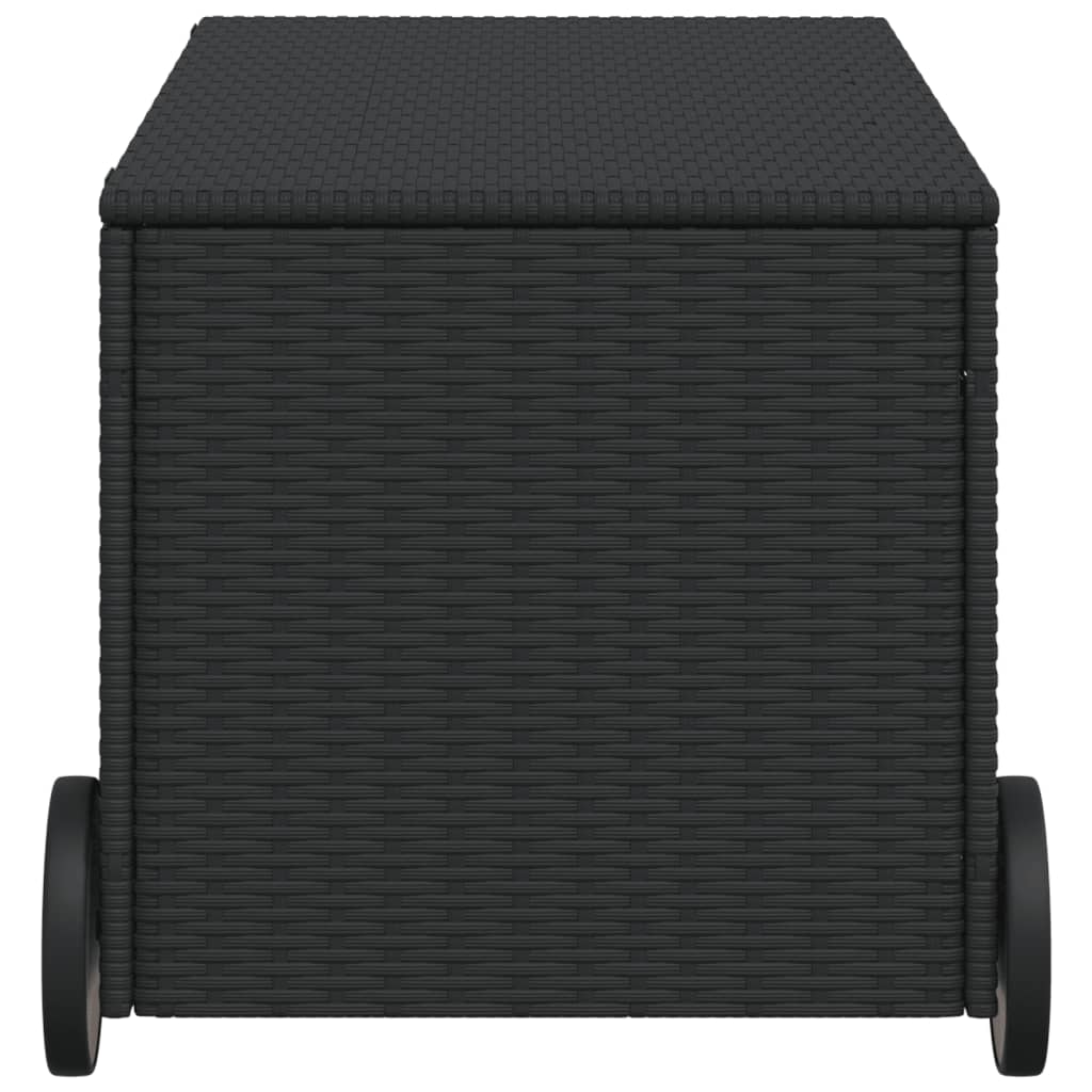Tuinbox met wielen 190 L poly rattan zwart