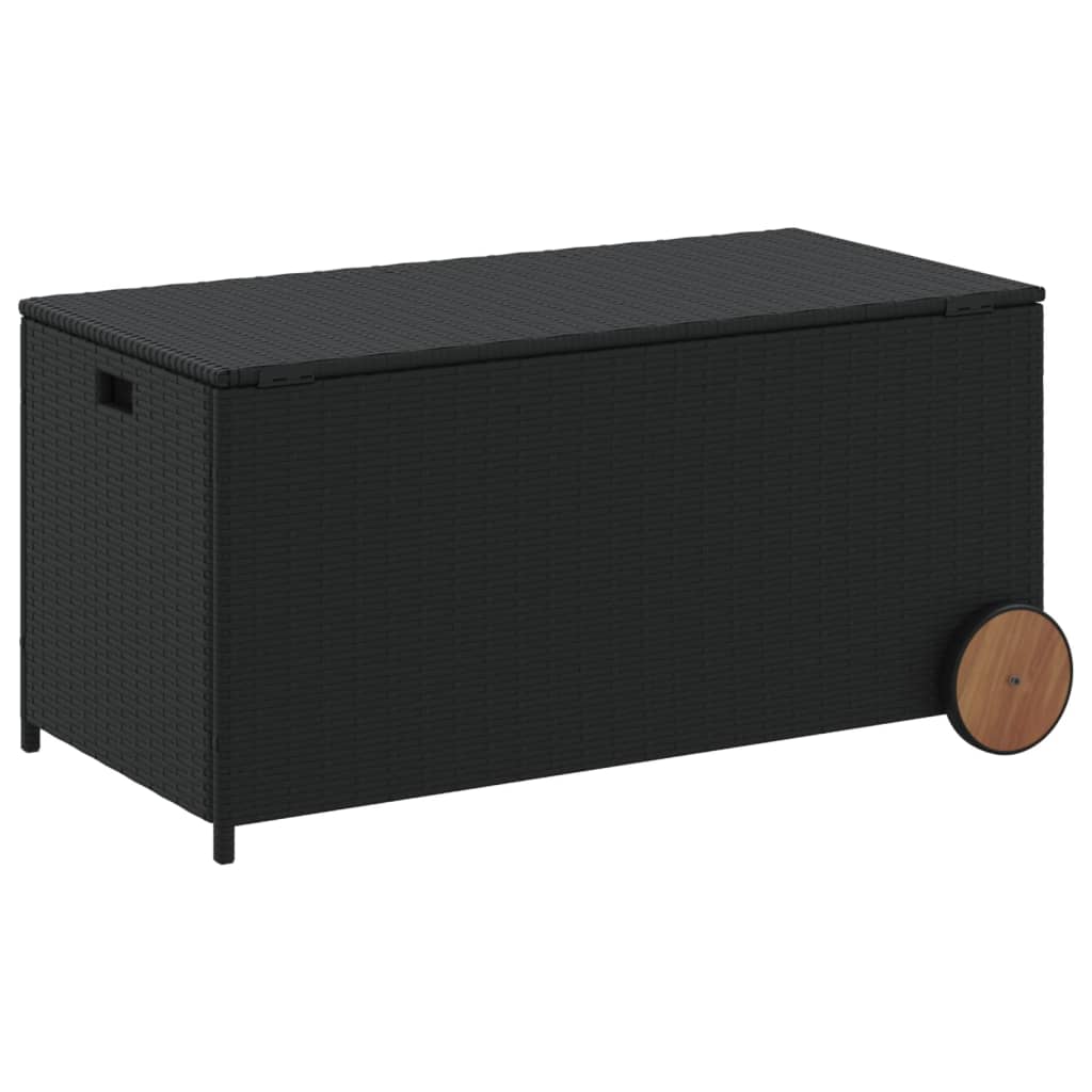 Tuinbox met wielen 190 L poly rattan zwart