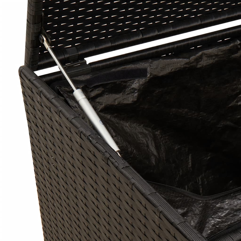 Tuinbox met wielen 190 L poly rattan zwart