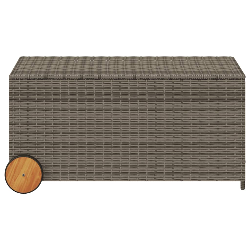 Tuinbox met wielen 190 L poly rattan grijs