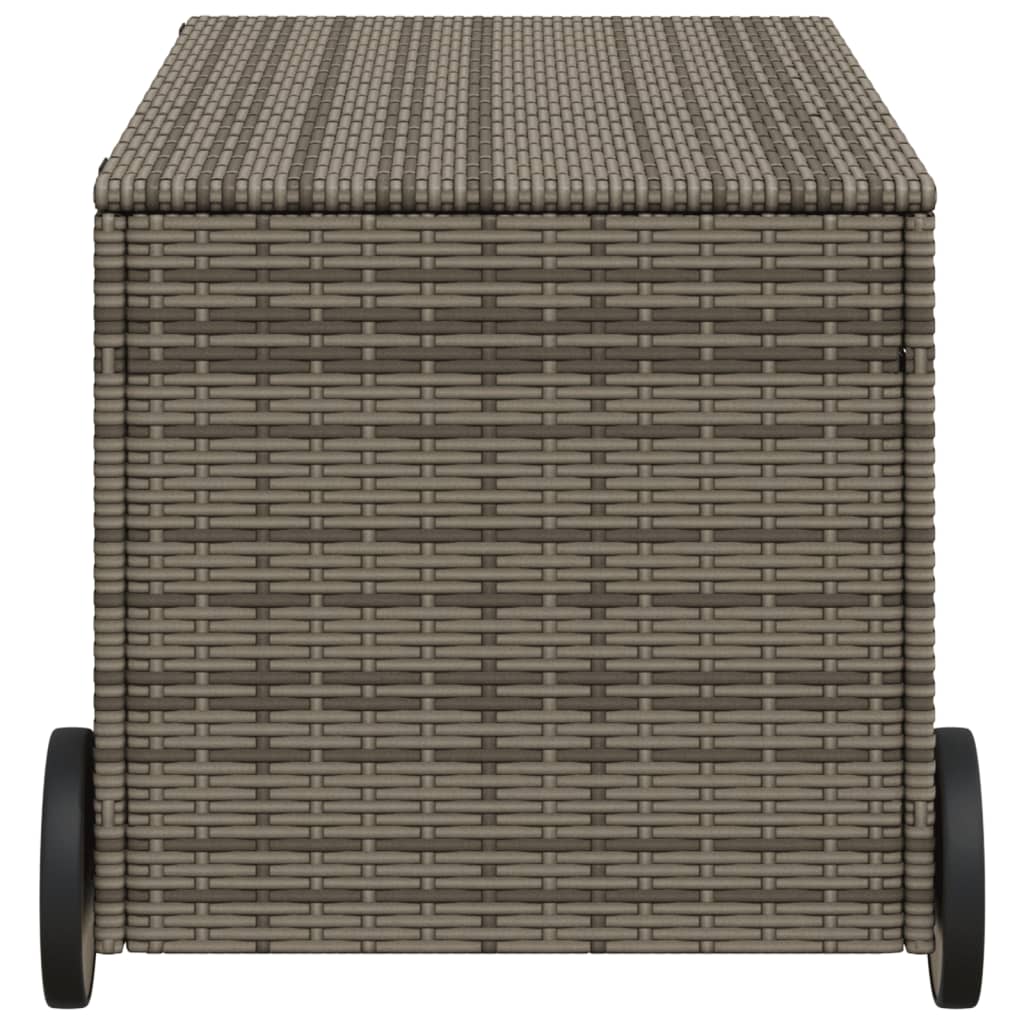 Tuinbox met wielen 190 L poly rattan grijs