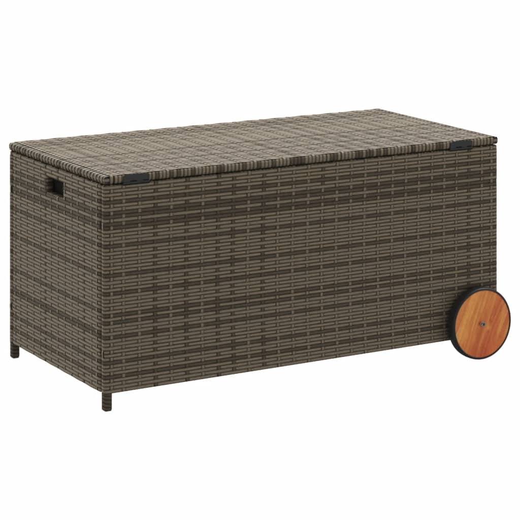 Tuinbox met wielen 190 L poly rattan grijs