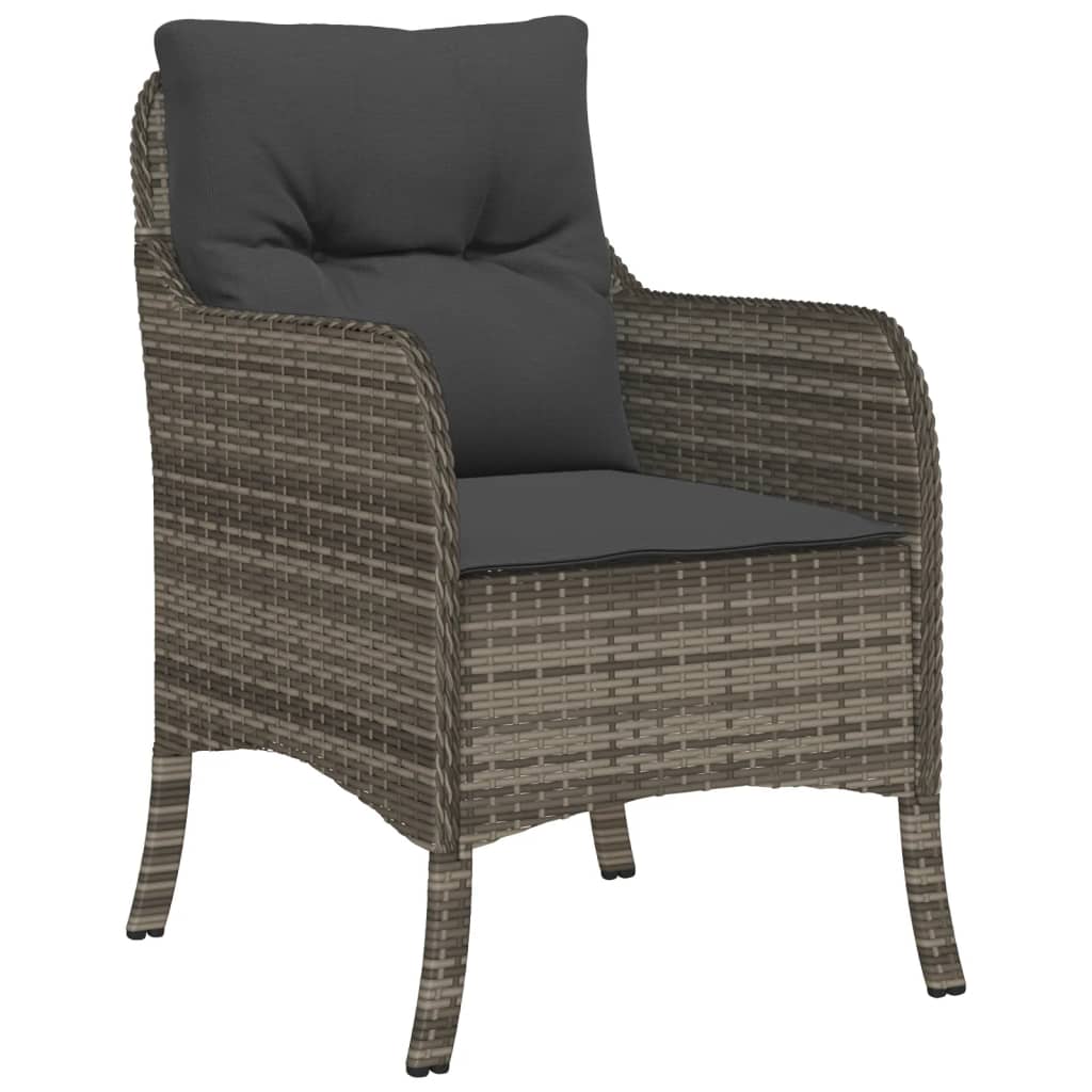 Tuinstoelen 2 st met kussens poly rattan grijs