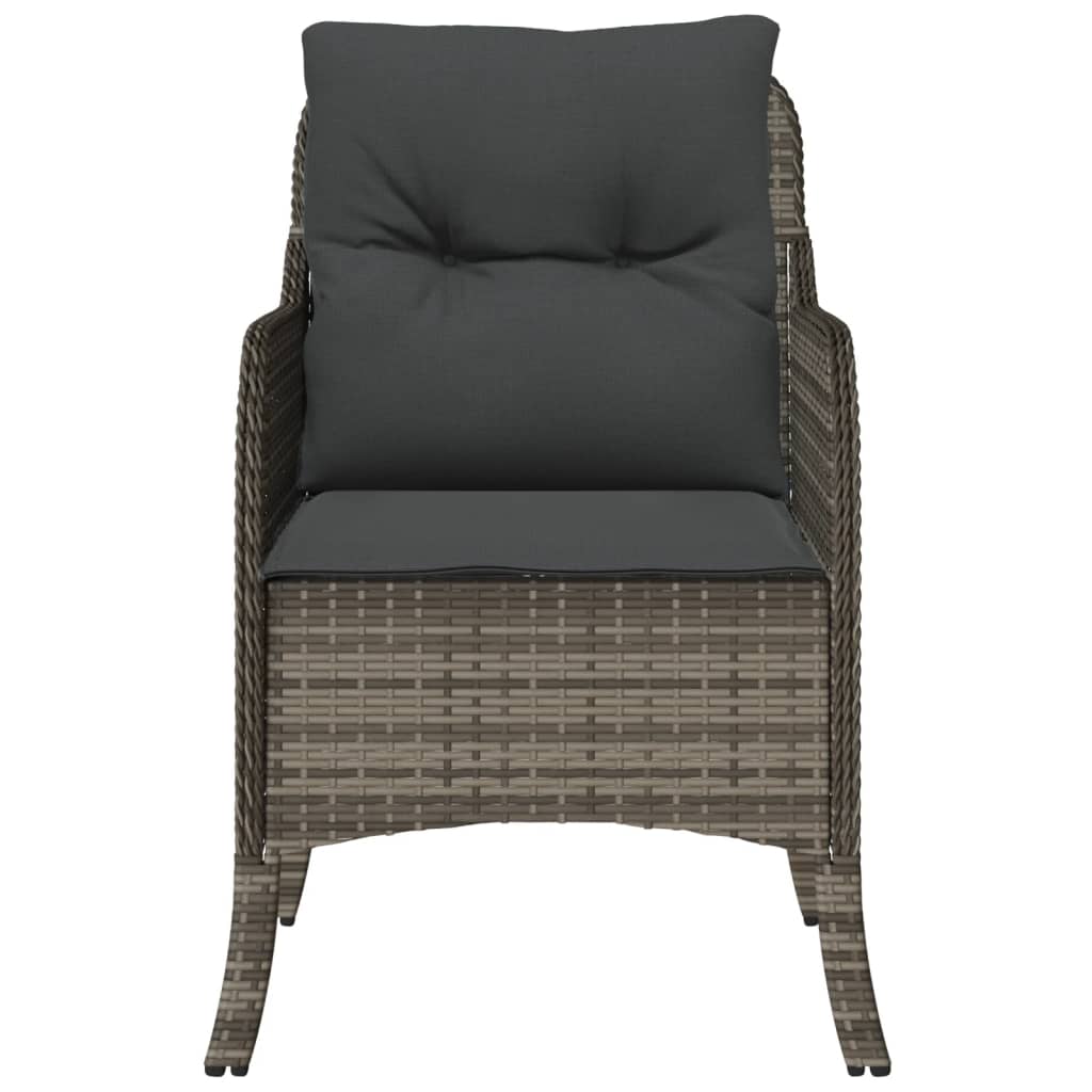 Tuinstoelen 2 st met kussens poly rattan grijs