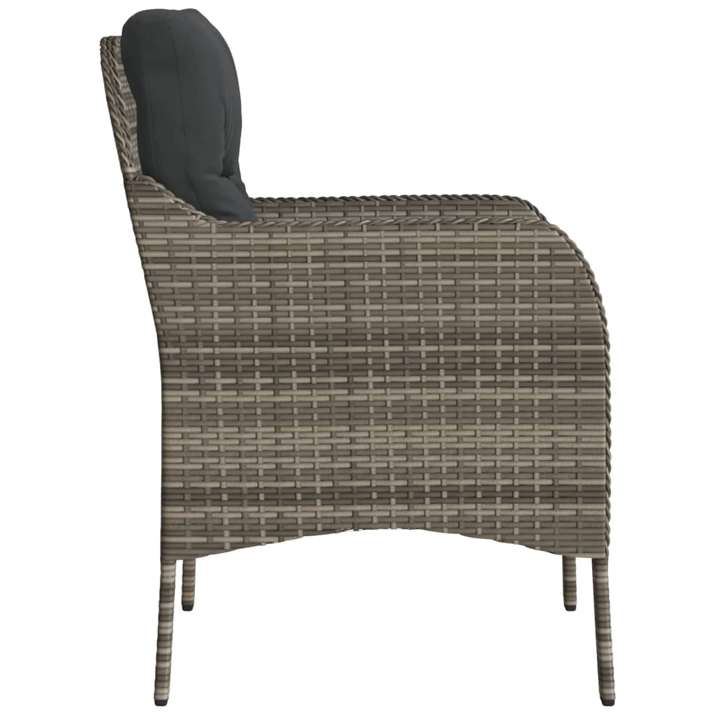 Tuinstoelen 2 st met kussens poly rattan grijs