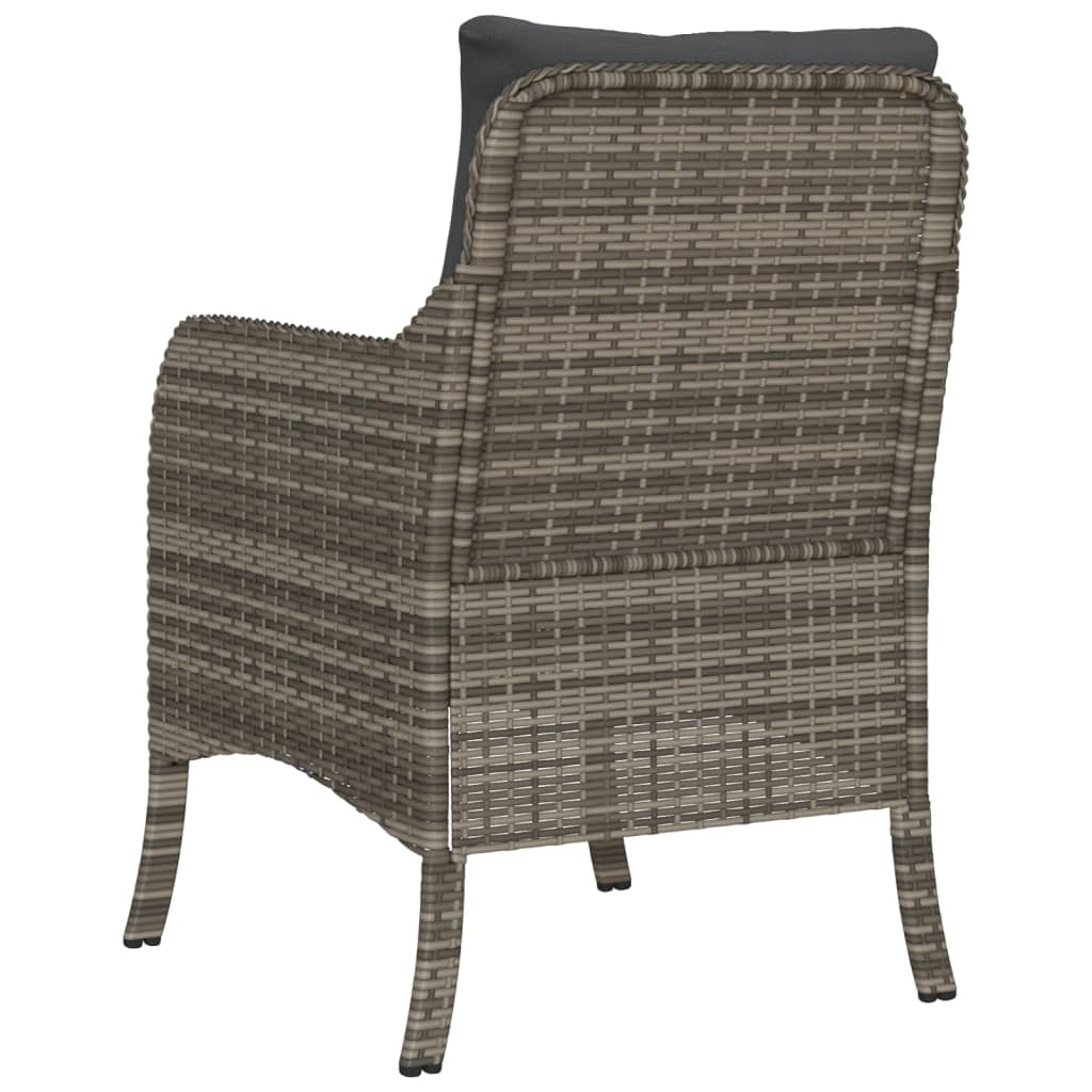 Tuinstoelen 2 st met kussens poly rattan grijs