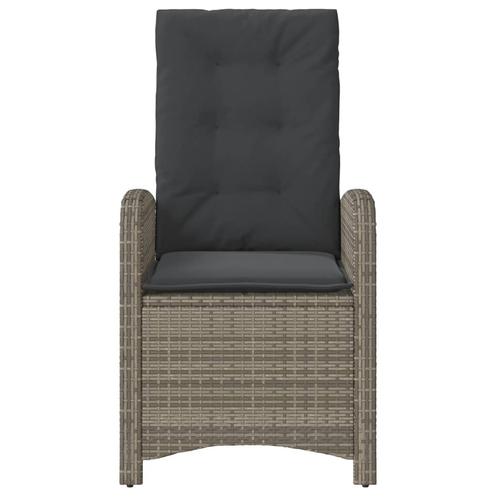 Tuinstoel verstelbaar met kussens poly rattan grijs
