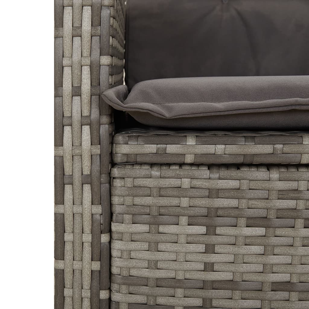 Tuinstoel verstelbaar met kussens poly rattan grijs