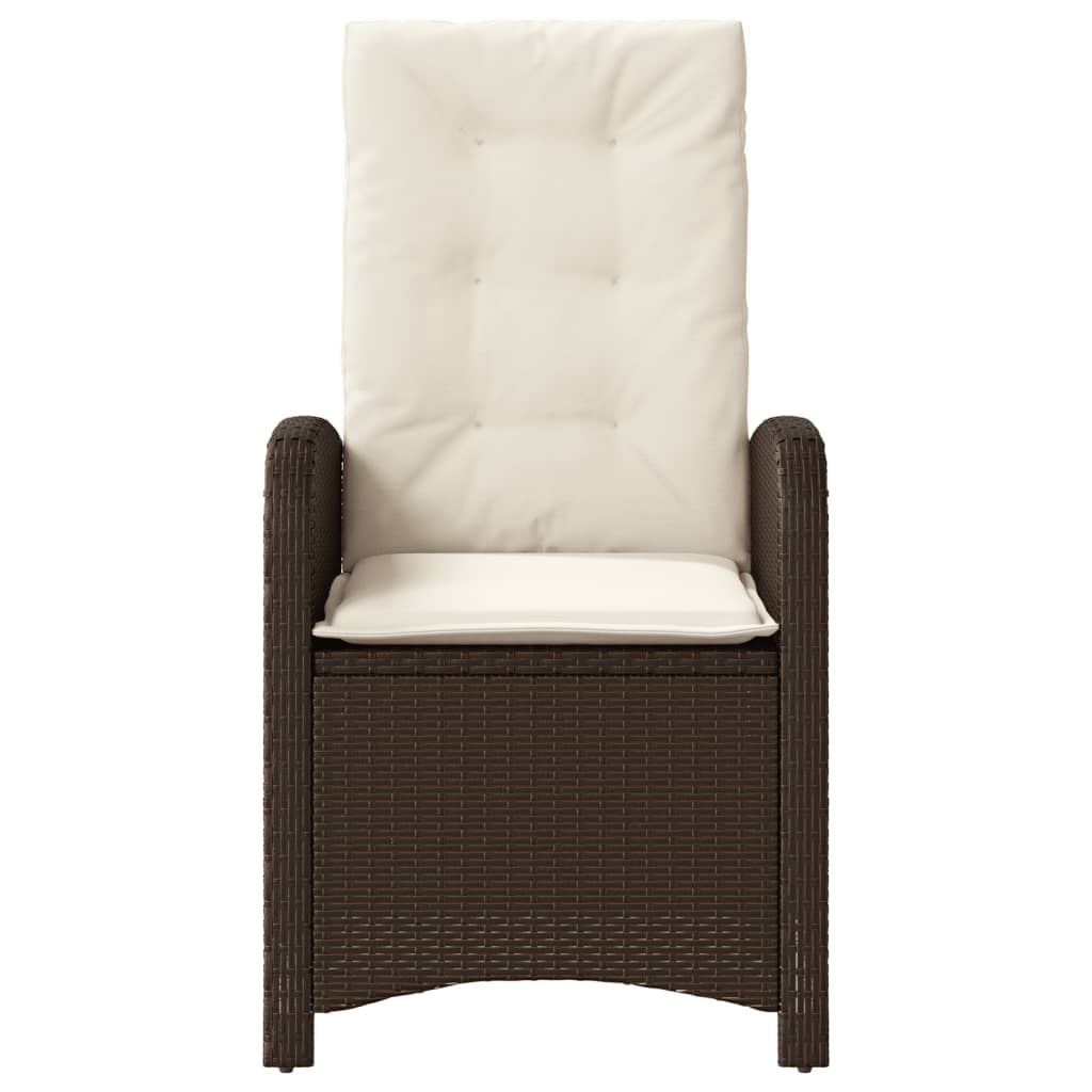 Tuinstoelen 2 st verstelbaar met kussens poly rattan bruin