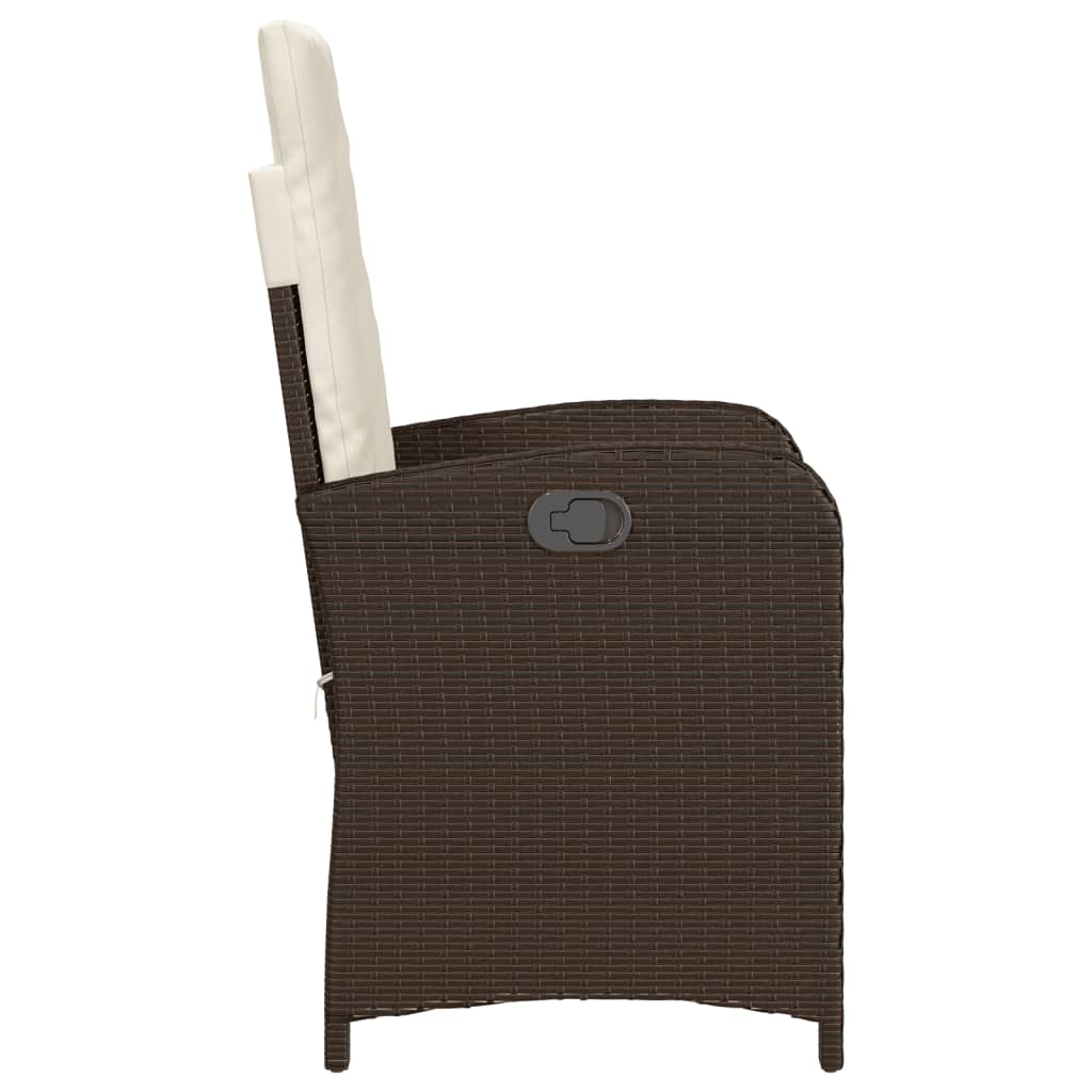 Tuinstoelen 2 st verstelbaar met kussens poly rattan bruin