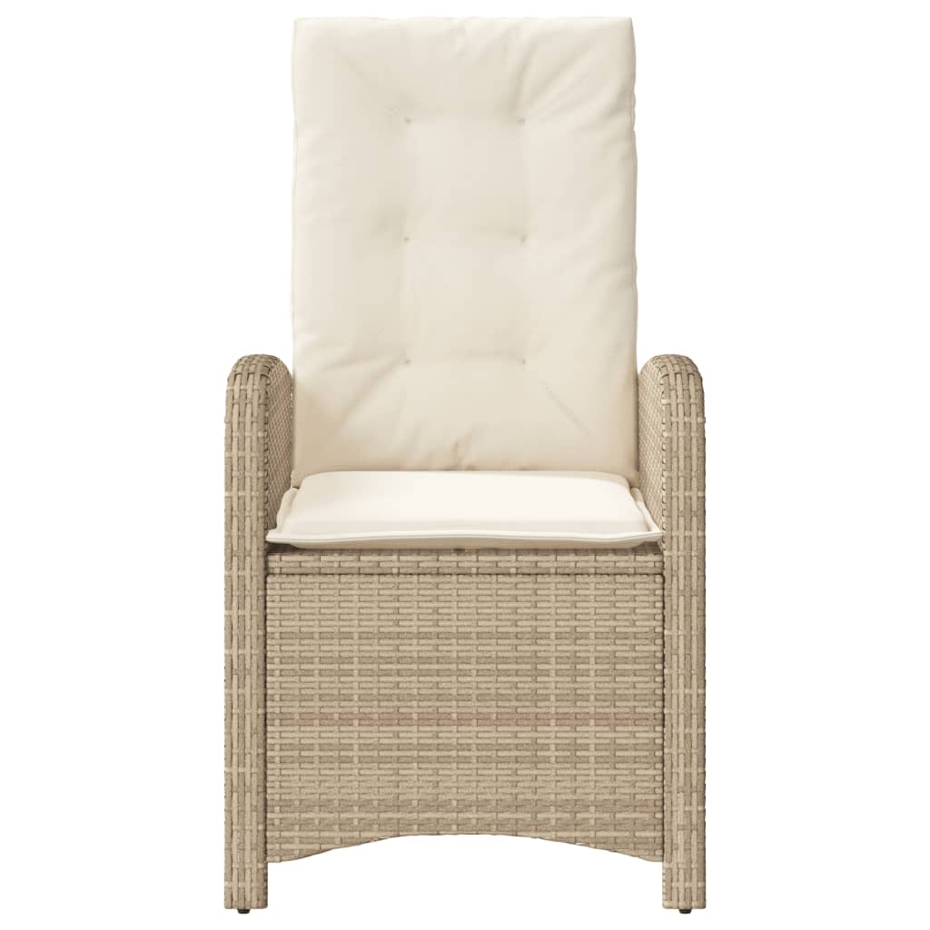 Tuinstoelen 2 st verstelbaar met kussens poly rattan beige