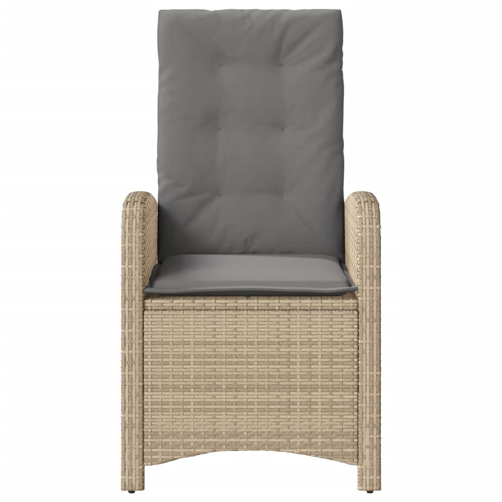 Tuinstoelen 2 st verstelbaar kussens poly rattan gemengd beige