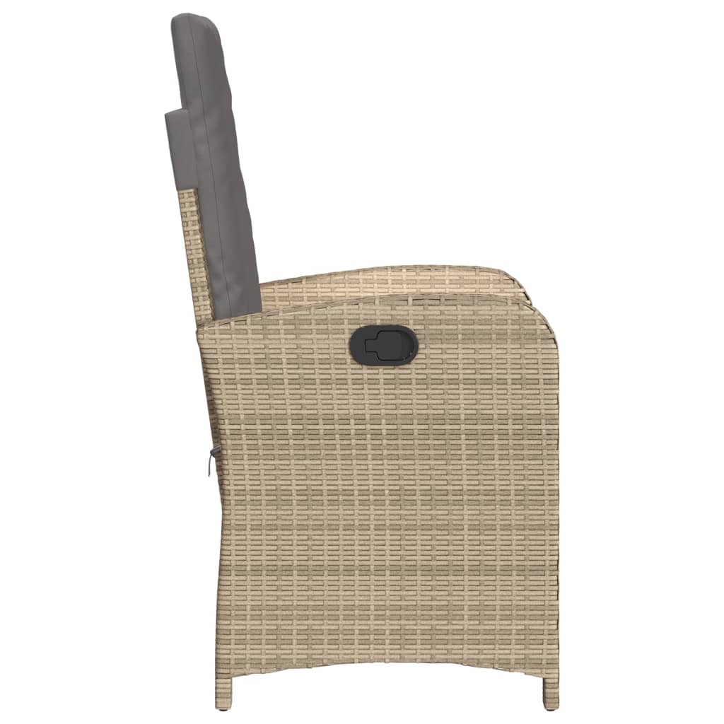 Tuinstoelen 2 st verstelbaar kussens poly rattan gemengd beige