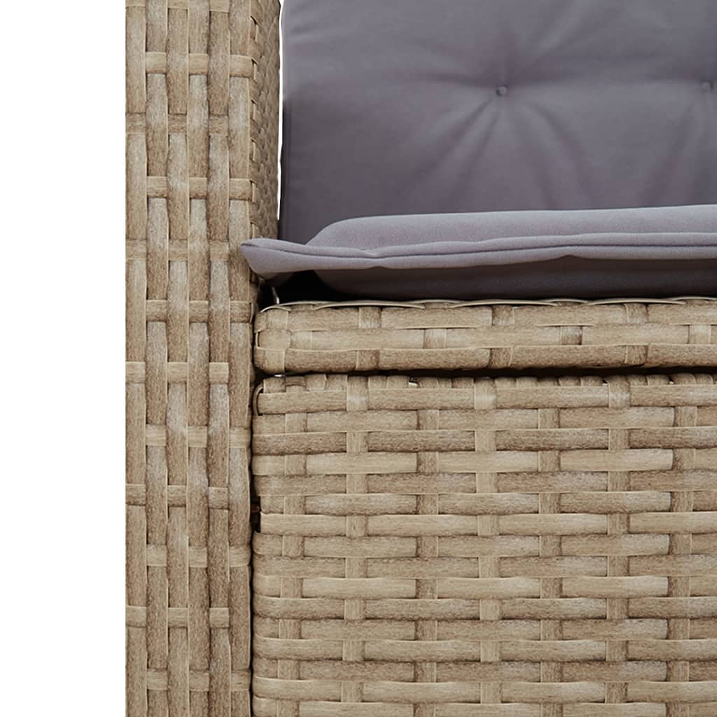 Tuinstoelen 2 st verstelbaar kussens poly rattan gemengd beige
