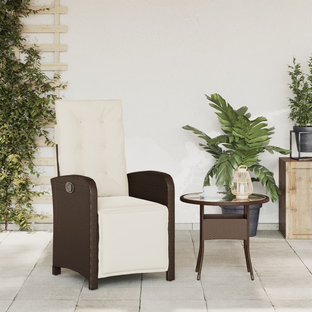 Tuinstoel verstelbaar met voetensteun poly rattan bruin