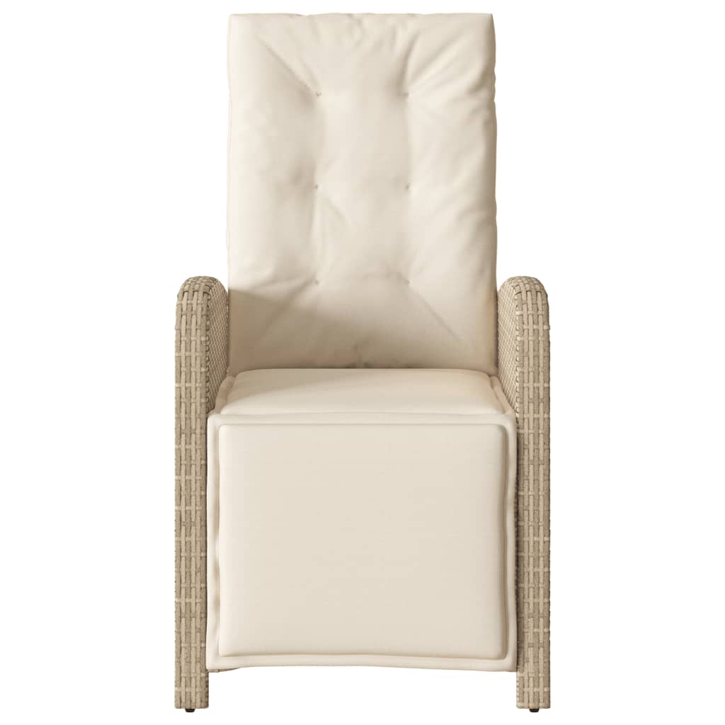 Tuinstoel verstelbaar met voetensteun poly rattan beige