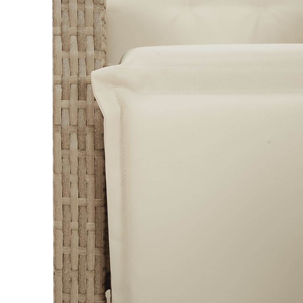 Tuinstoel verstelbaar met voetensteun poly rattan beige