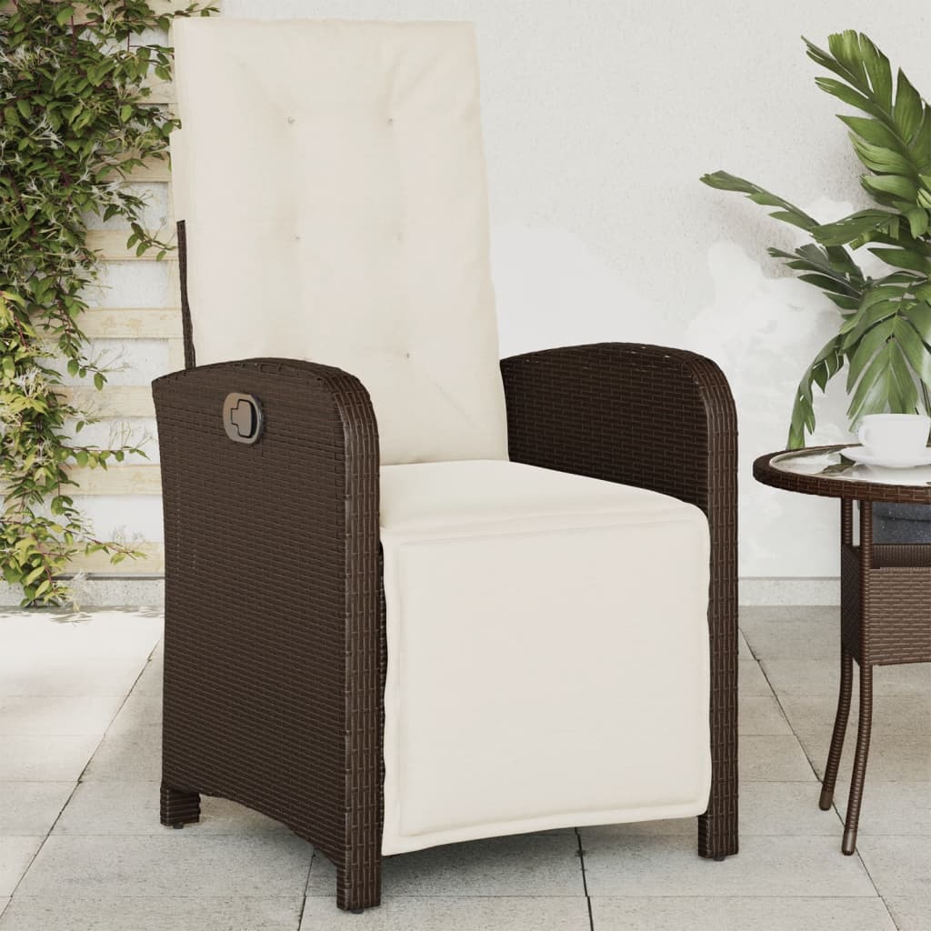 Tuinstoelen 2 st verstelbaar met voetensteun poly rattan bruin