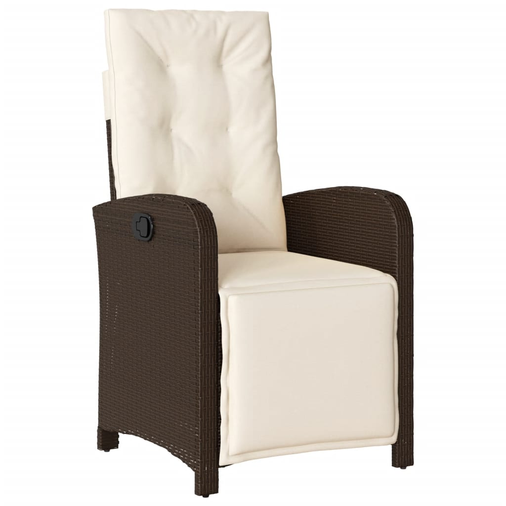 Tuinstoelen 2 st verstelbaar met voetensteun poly rattan bruin
